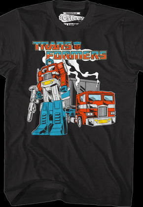 Black Retro Optimus Prime Transformers T-Shirt