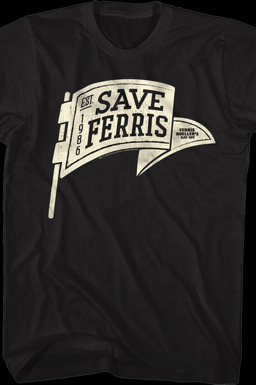 Black Save Ferris Pennant Ferris Bueller's Day Off T-Shirtmain product image