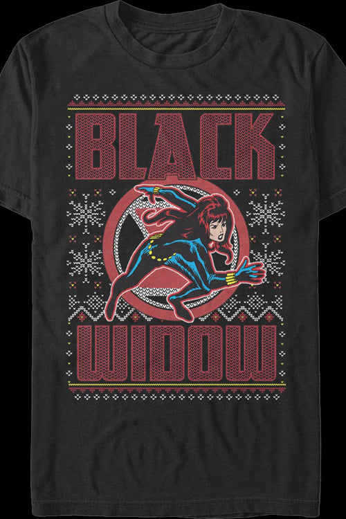 Black Widow Faux Ugly Christmas Sweater Marvel Comics T-Shirtmain product image