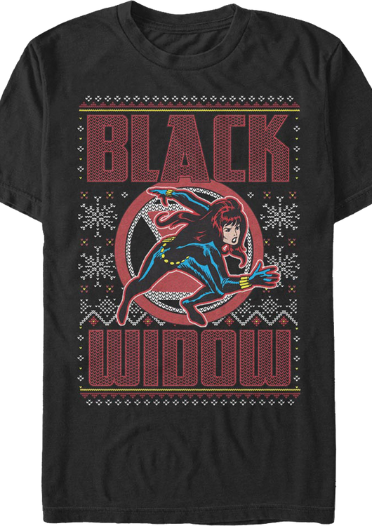 Black Widow Faux Ugly Christmas Sweater Marvel Comics T-Shirt - main product image