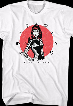 Black Widow Japanese Text Marvel Comics T-Shirt