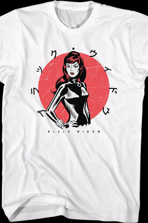 Black Widow Japanese Text Marvel Comics T-Shirtmain product image