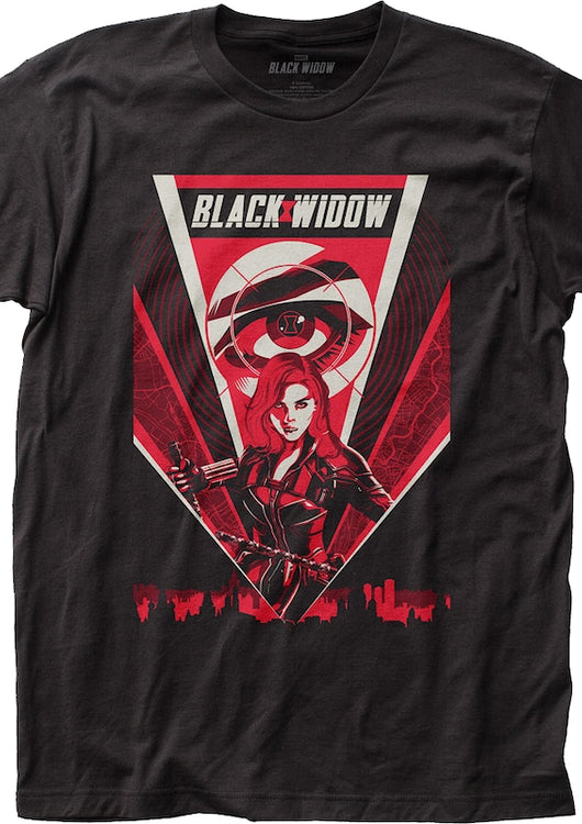Black Widow Skyline Marvel Comics T-Shirt - main product image