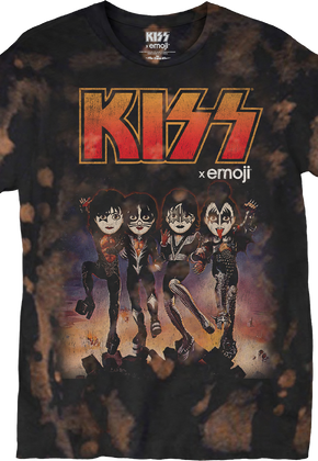 Bleached Tie Dye Emoji Destroyer KISS T-Shirt
