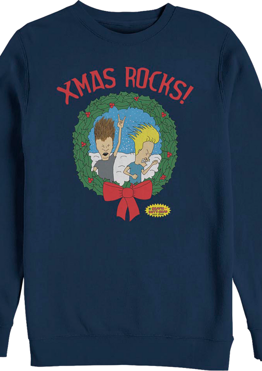 Blue Xmas Rocks Beavis And Butt-Head Sweatshirt - main product image