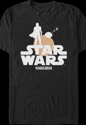 Bounty Hunter And Child Silhouettes Star Wars The Mandalorian T-Shirt
