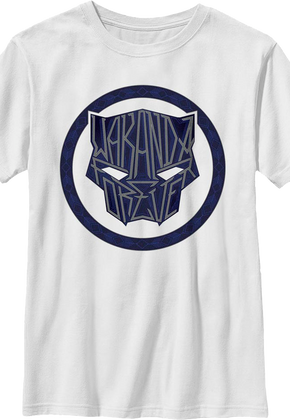 Boys Youth Black Panther Wakanda Forever Text Marvel Comics Shirt