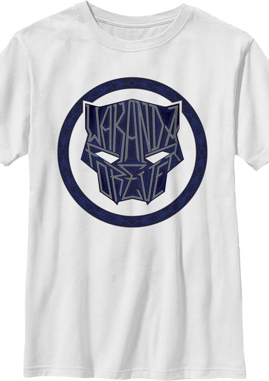 Boys Youth Black Panther Wakanda Forever Text Marvel Comics Shirt - main product image