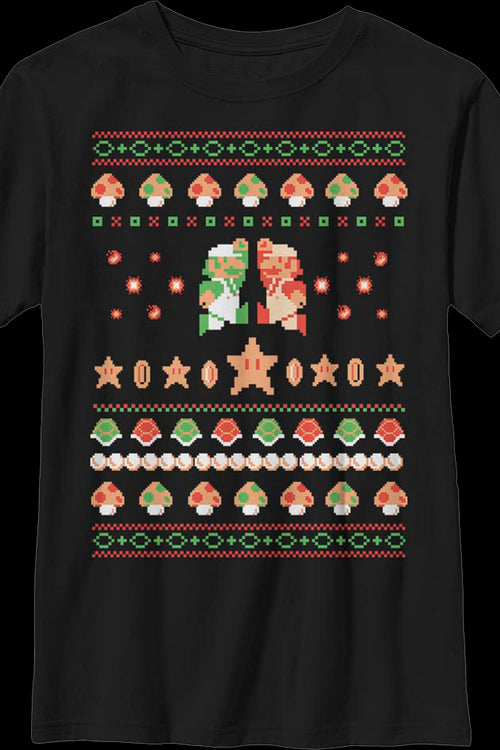 Boys Youth Luigi And Mario Faux Ugly Christmas Sweater Nintendo Shirtmain product image