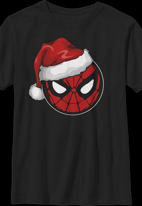 Boys Youth Santa Hat Spider-Man Shirt