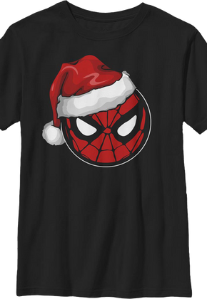 Boys Youth Santa Hat Spider-Man Shirt