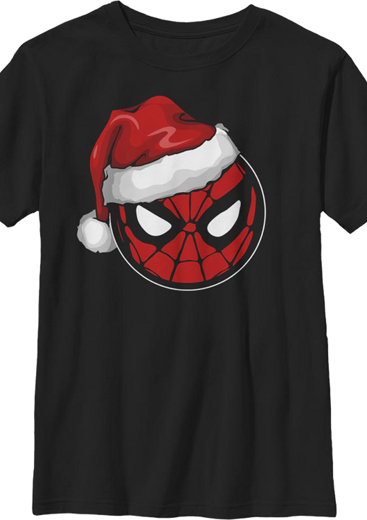 Boys Youth Santa Hat Spider-Man Shirt - main product image
