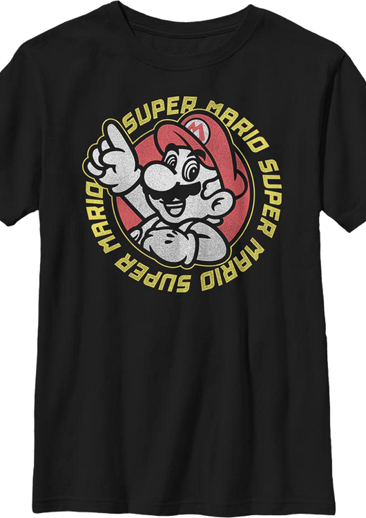 Boys Youth Super Mario Retro Circle Nintendo Shirt - main product image