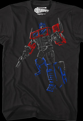 Brush Stroked Optimus Prime Transformers T-Shirt