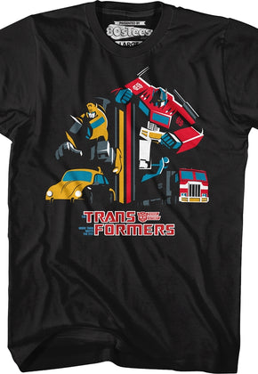 Bumblebee And Optimus Prime Euro Charge Transformers T-Shirt