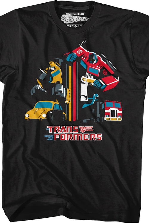 Bumblebee And Optimus Prime Euro Charge Transformers T-Shirtmain product image