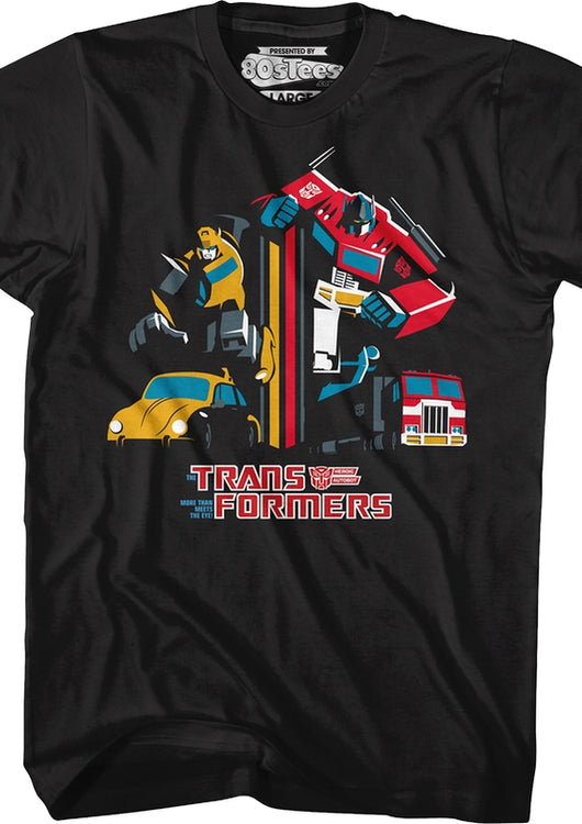 Bumblebee And Optimus Prime Euro Charge Transformers T-Shirt - main product image