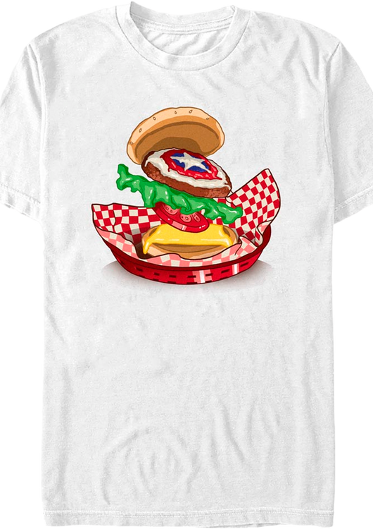 Captain America Burger Marvel Comics T-Shirt - main product image
