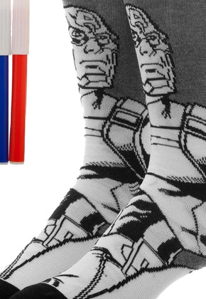 Captain America Color Yourself Marvel Comics Socks