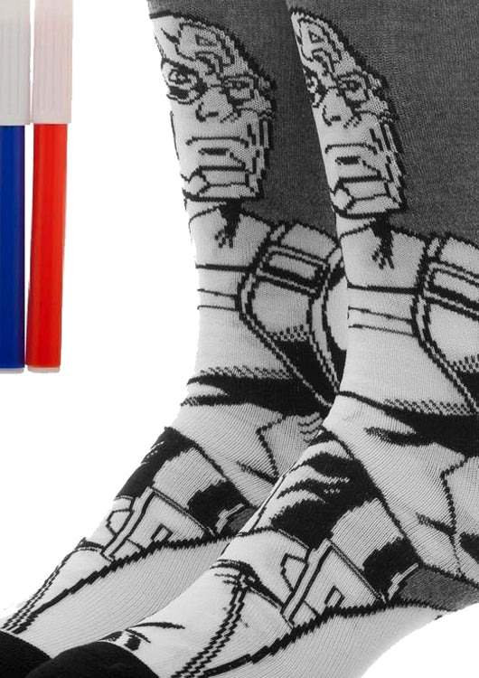 Captain America Color Yourself Marvel Comics Socks - main product image