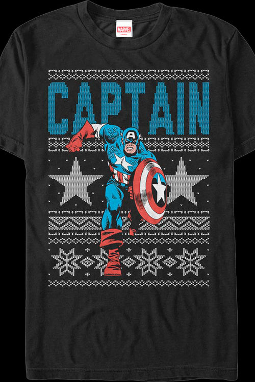 Captain America Faux Ugly Christmas Sweater Marvel Comics T-Shirtmain product image