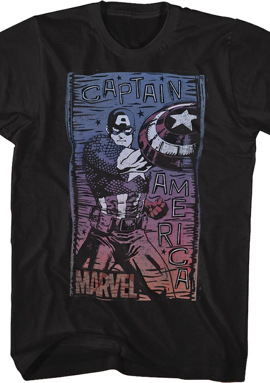 Captain America Retro Poster Marvel Comics T-Shirt - main product image