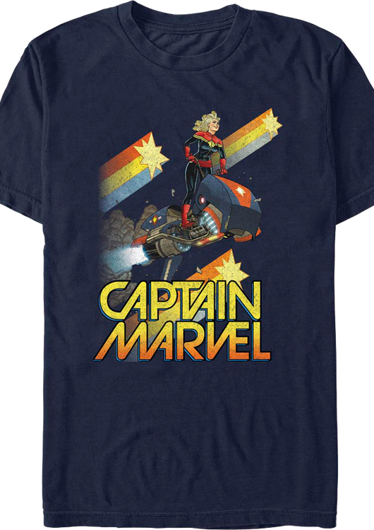 Captain Marvel Retro Stars Marvel Comics T-Shirt - main product image