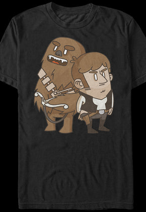 Cartoon Chewbacca Han Solo T-Shirt