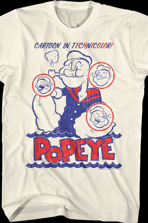 Cartoon In Technicolor Popeye T Shirt