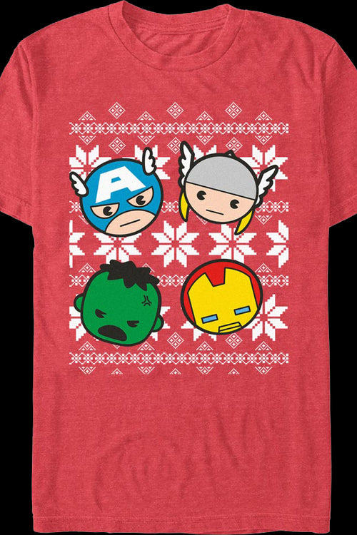 Chibi Avengers Faux Ugly Christmas Sweater Marvel Comics T-Shirtmain product image