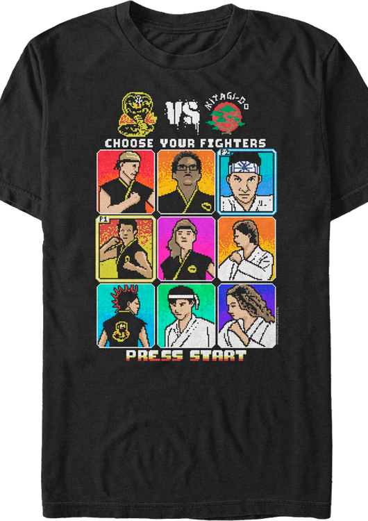 Choose Your 8-Bit Fighters Cobra Kai T-Shirt - main product image