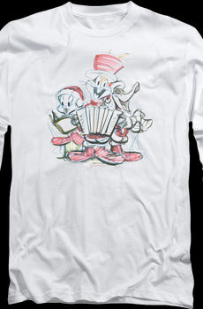 Christmas Caroling Sketch Looney Tunes Long Sleeve Shirt