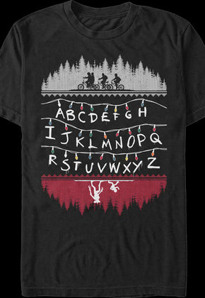 Faux Ugly Knit Christmas Lights Stranger Things T-Shirt
