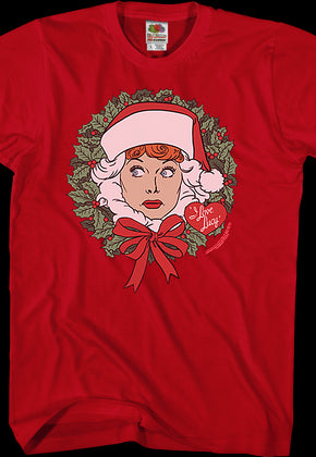 Christmas Wreath I Love Lucy T-Shirt