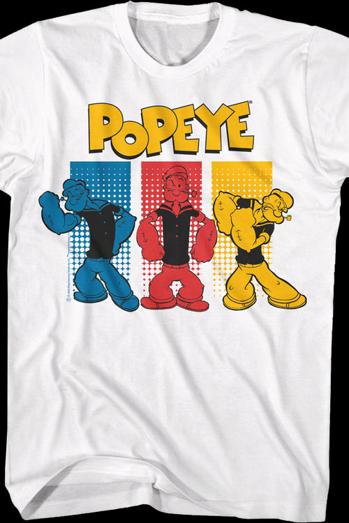 Colorful Sailor Poses Popeye T-Shirtmain product image
