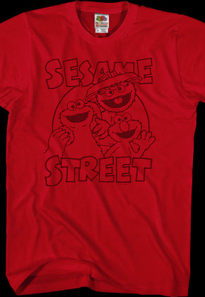 Cookie Monster Oscar The Grouch Elmo Sesame Street T-Shirt