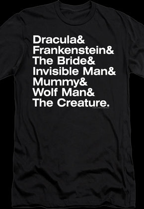 Creature Names Universal Monsters T-Shirt