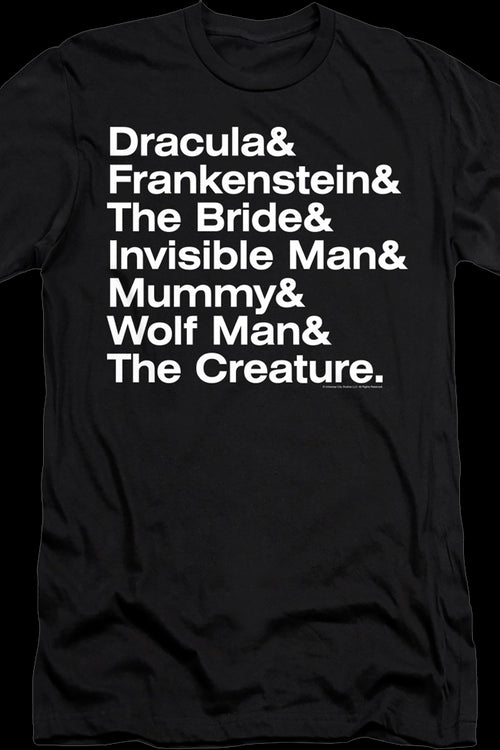 Creature Names Universal Monsters T-Shirtmain product image