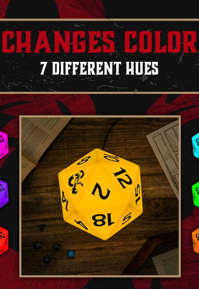 D20 Color Changing Die Dungeons & Dragons Desk Light