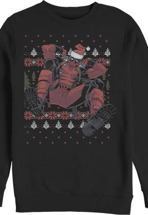 Deadpool Faux Ugly Christmas Sweater Marvel Comics Sweatshirt