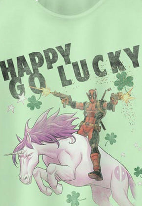 Ladies Deadpool Happy Go Lucky Marvel Comics Racerback Tank Top