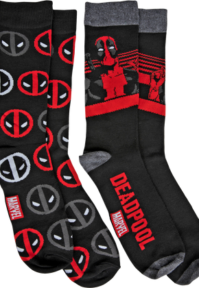 Deadpool Logo And Character 2-Pack Marvel Comics Socks