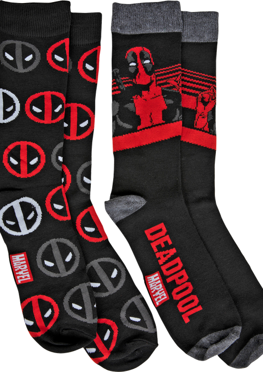 Deadpool Logo And Character 2-Pack Marvel Comics Socks - main product image