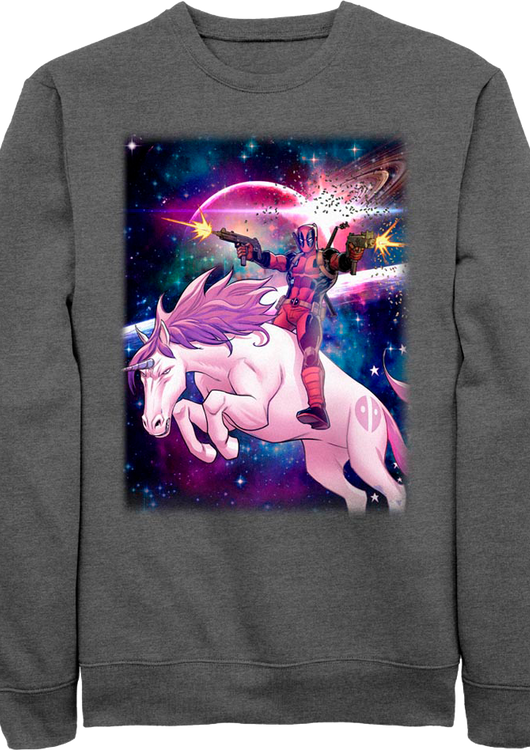 Deadpool Riding A Unicorn Marvel Comics Sweatshirt - main product image