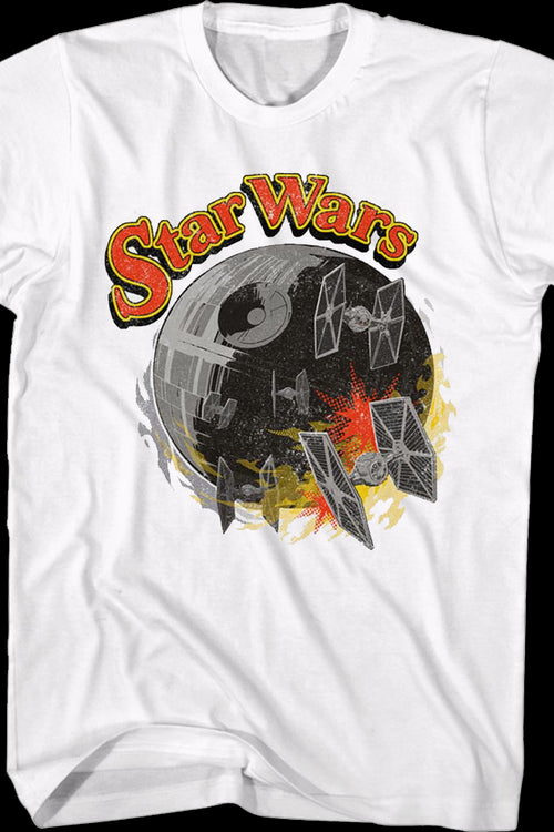 White Death Star And TIE Fighters Star Wars T-Shirtmain product image