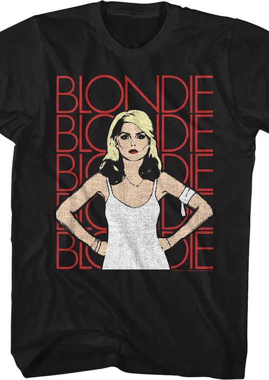 Debbie Harry And Repeating Band Name Blondie T-Shirt - main product image