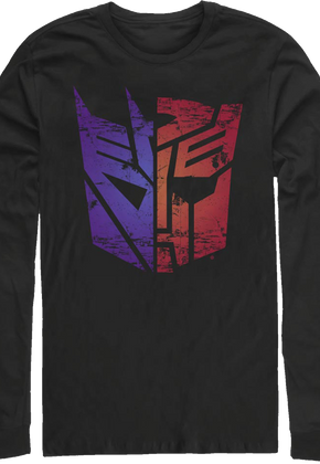 Decepticons Autobots Split Logos Transformers Long Sleeve Shirt