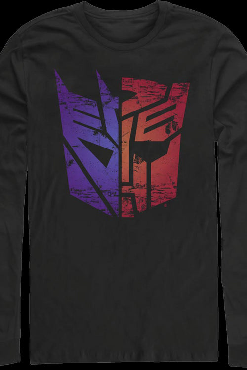 Decepticons Autobots Split Logos Transformers Long Sleeve Shirtmain product image