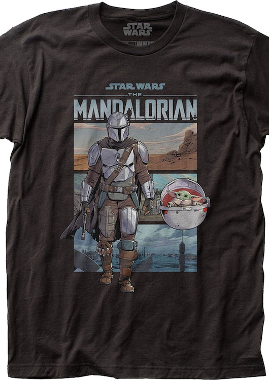 Din Djarin And Child Illustration The Mandalorian Star Wars T-Shirt - main product image