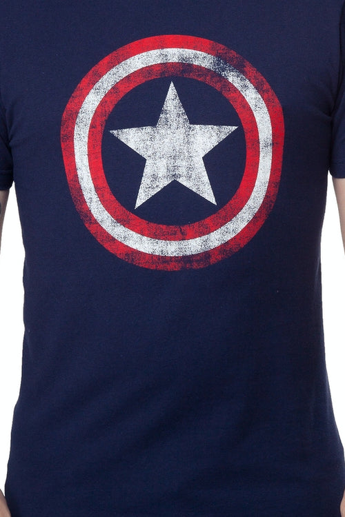 Navy Distressed Captain America Shield Shirtmain product image